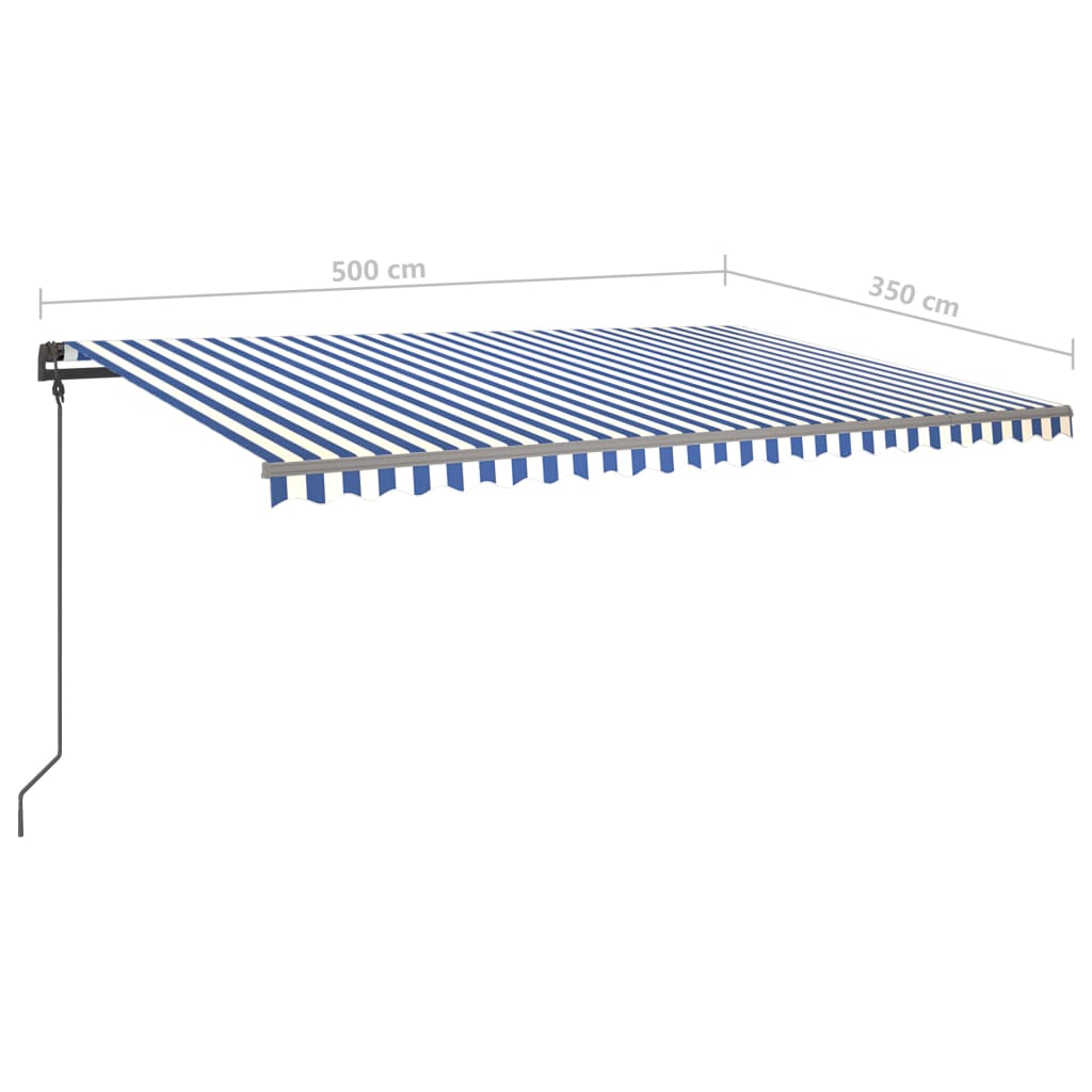 vidaXL Toldo manual retráctil con luz LED azul y blanco 5x3,5 m