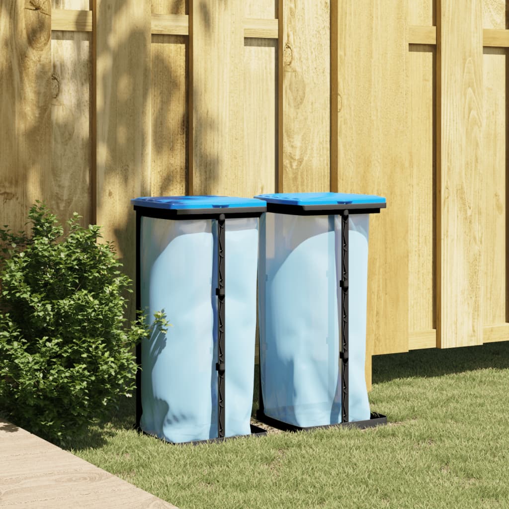 vidaXL Soportes para bolsas de basura 2 uds PP negro y azul 60 L