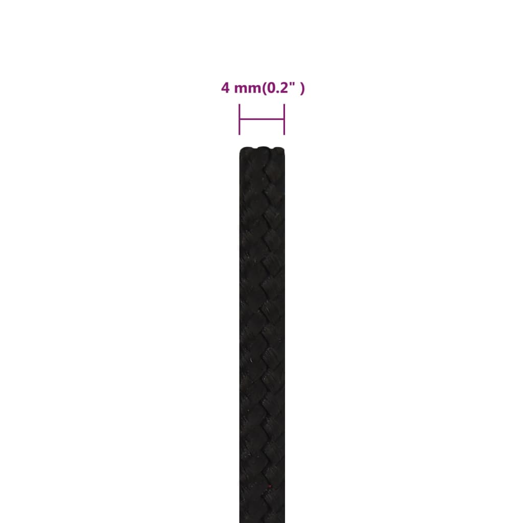 vidaXL Cuerda de trabajo poliéster negro 4 mm 250 m