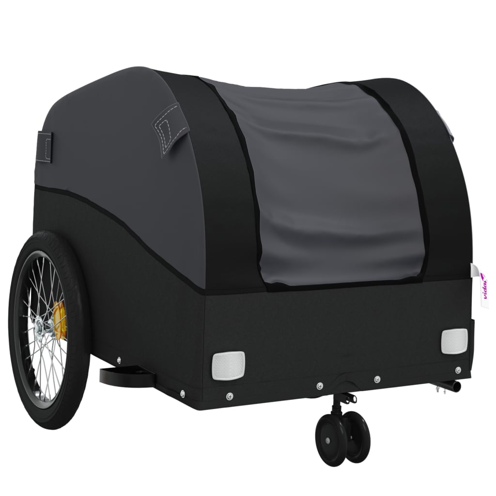 vidaXL Remolque para bicicleta hierro negro 30 kg