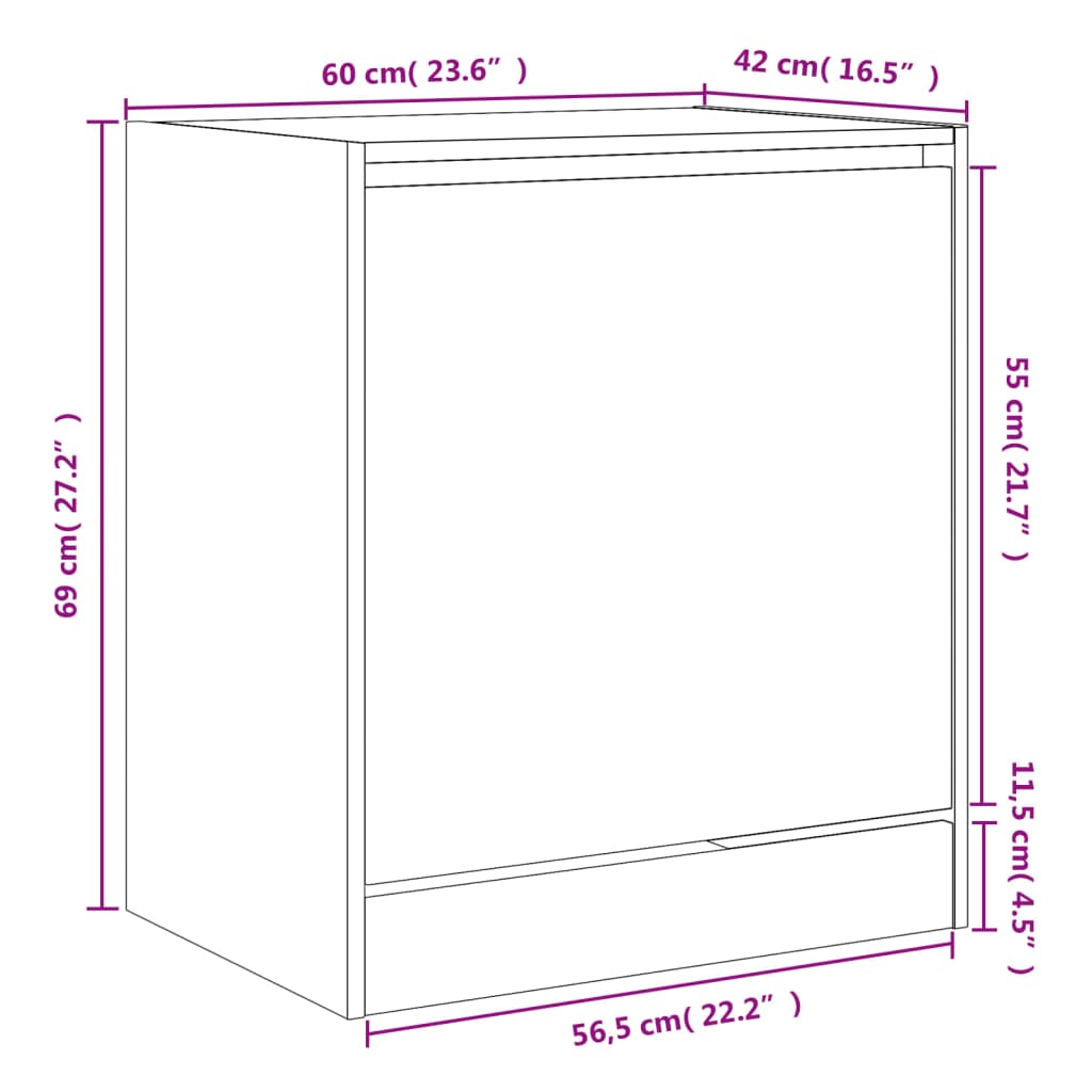 vidaXL Zapatero de madera de ingeniería roble ahumado 60x42x69 cm