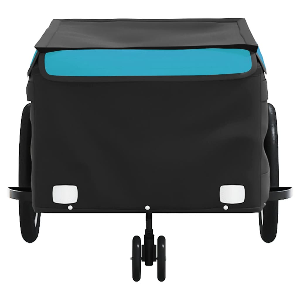 vidaXL Remolque para bicicleta hierro negro y azul 45 kg