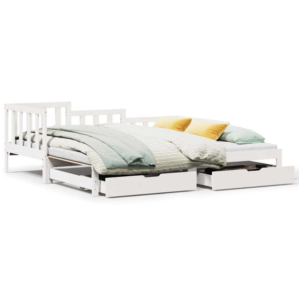 vidaXL Sofá cama nido con cajones madera maciza pino blanca 80x200 cm