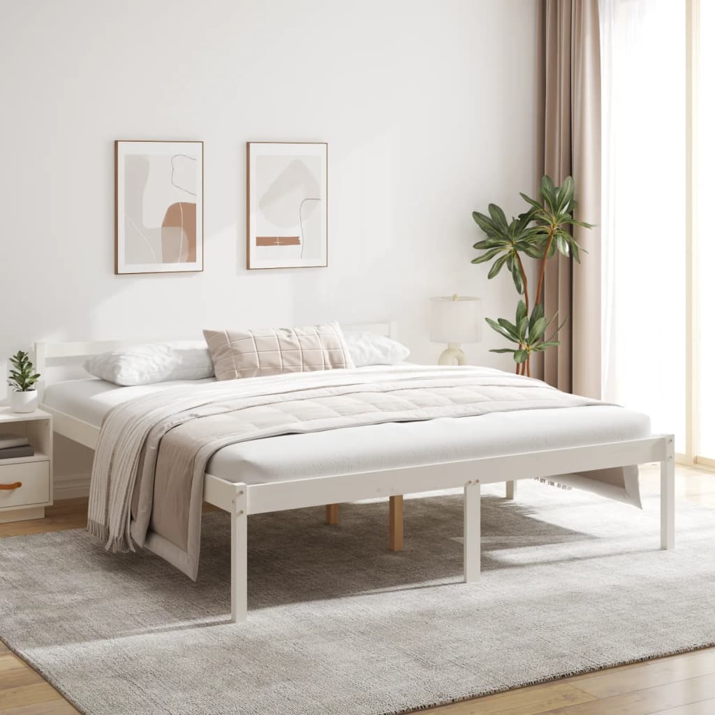 vidaXL Cama para personas mayores madera maciza pino blanca 180x200 cm