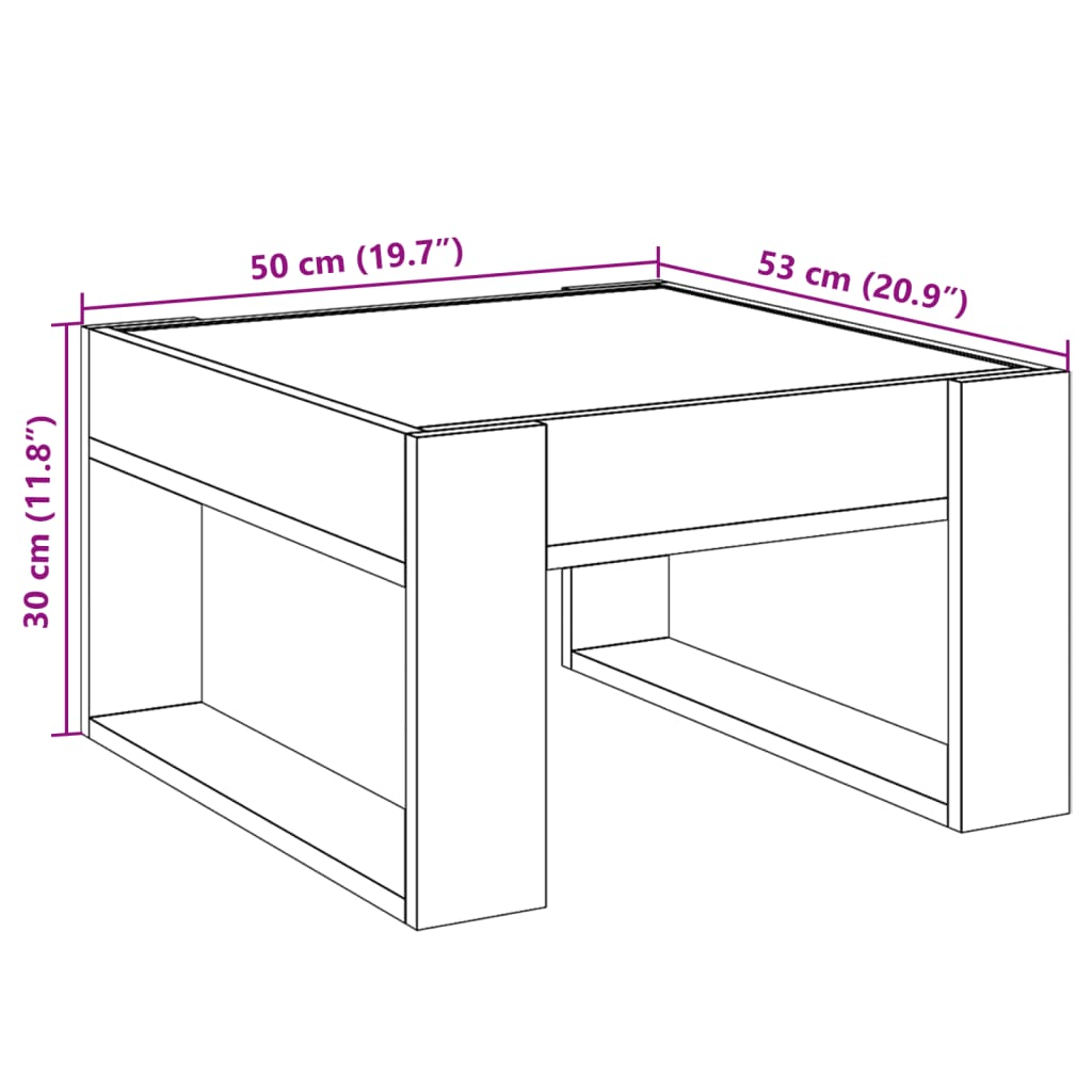 vidaXL Mesa de centro con Infinity LED gris Sonoma 50x53x30 cm