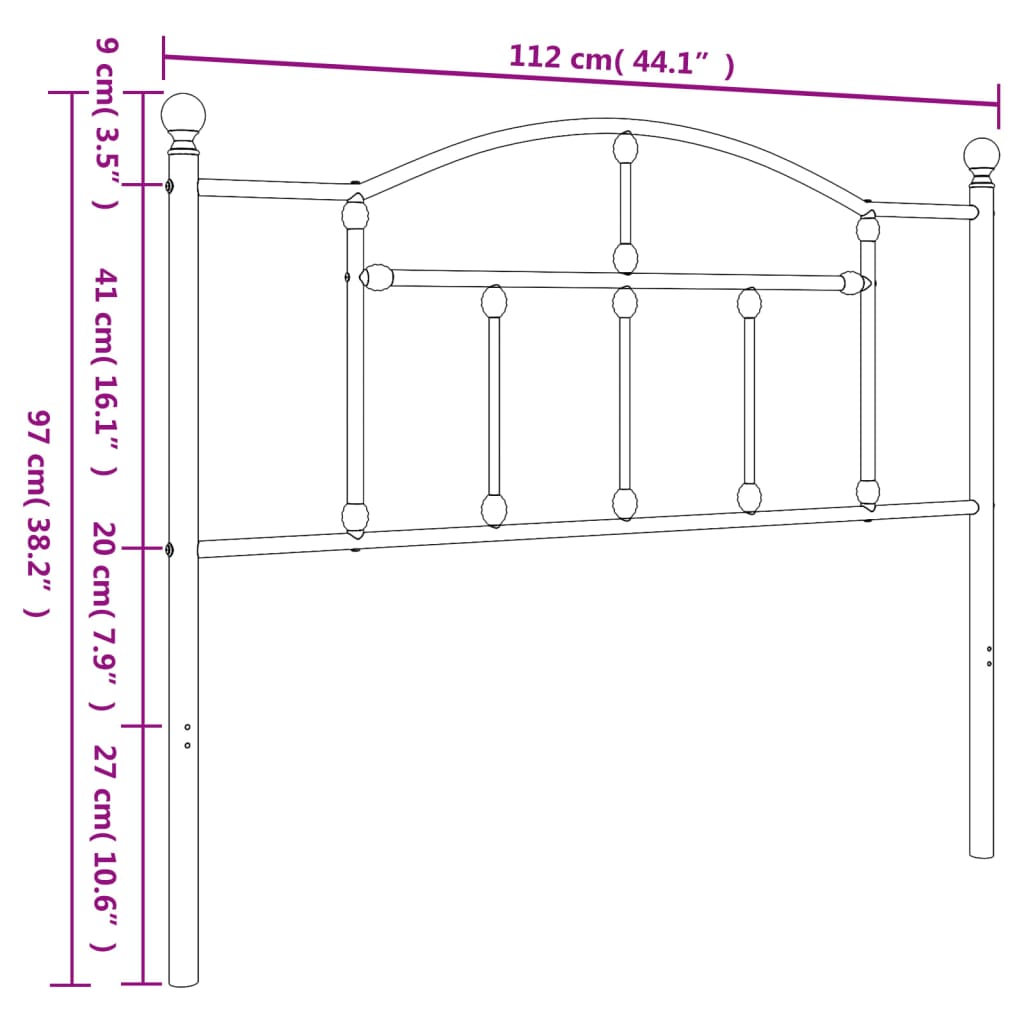 vidaXL Cabecero de metal blanco 107 cm