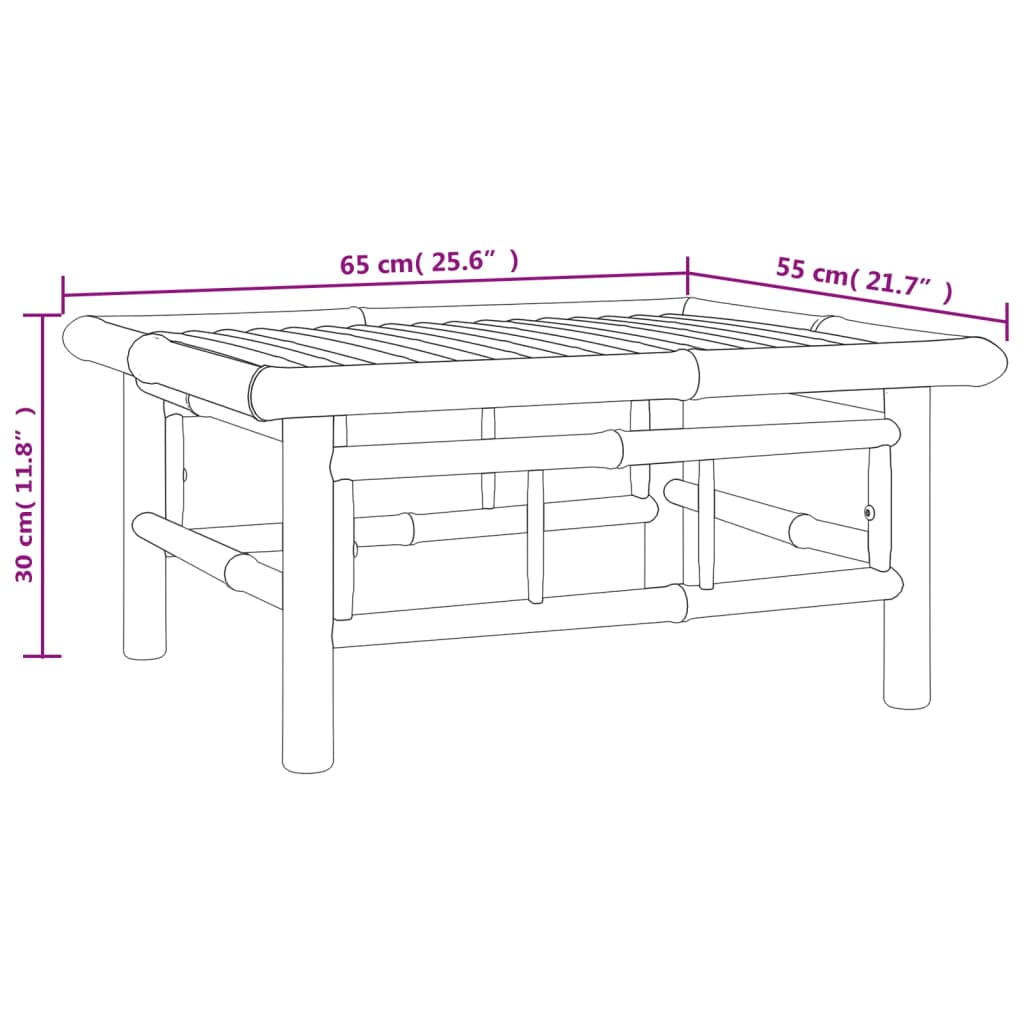 vidaXL Set de muebles de jardín 8 piezas bambú y cojines blanco crema