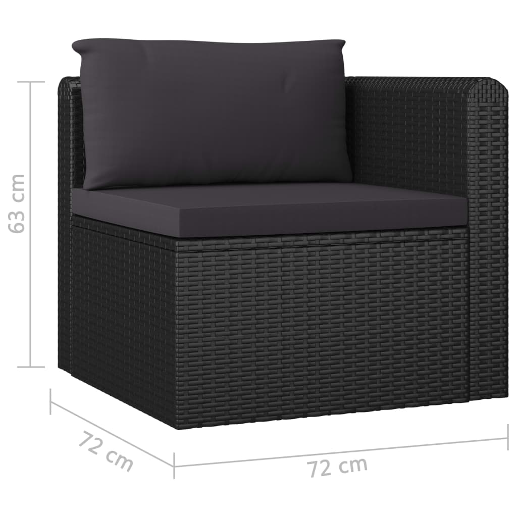 vidaXL Set muebles de jardín 9 piezas y cojines ratán sintético negro