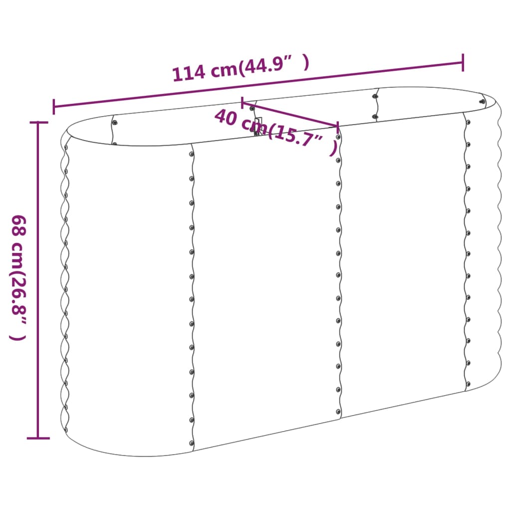 vidaXL Jardinera arriate acero recubrimiento polvo marrón 114x40x68 cm