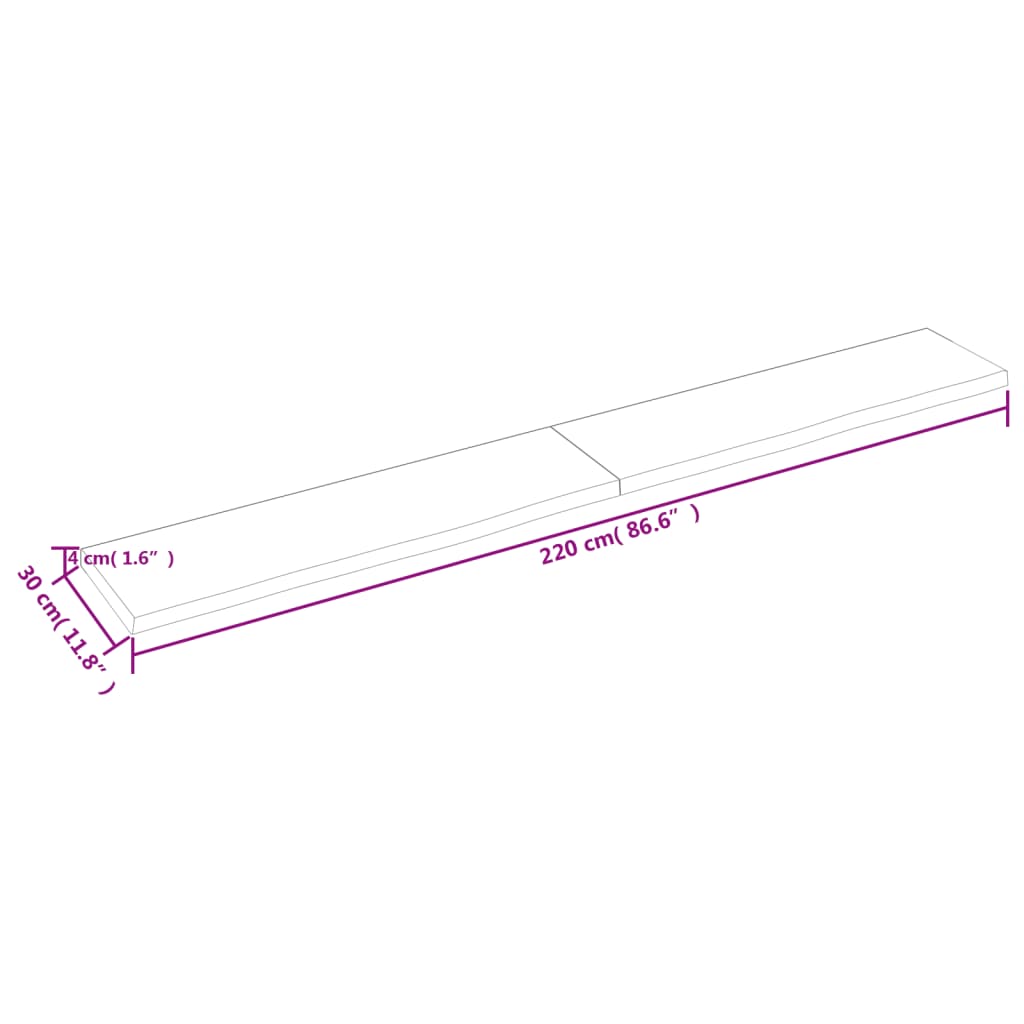 vidaXL Estante pared madera roble tratada marrón oscuro 220x30x(2-4)cm