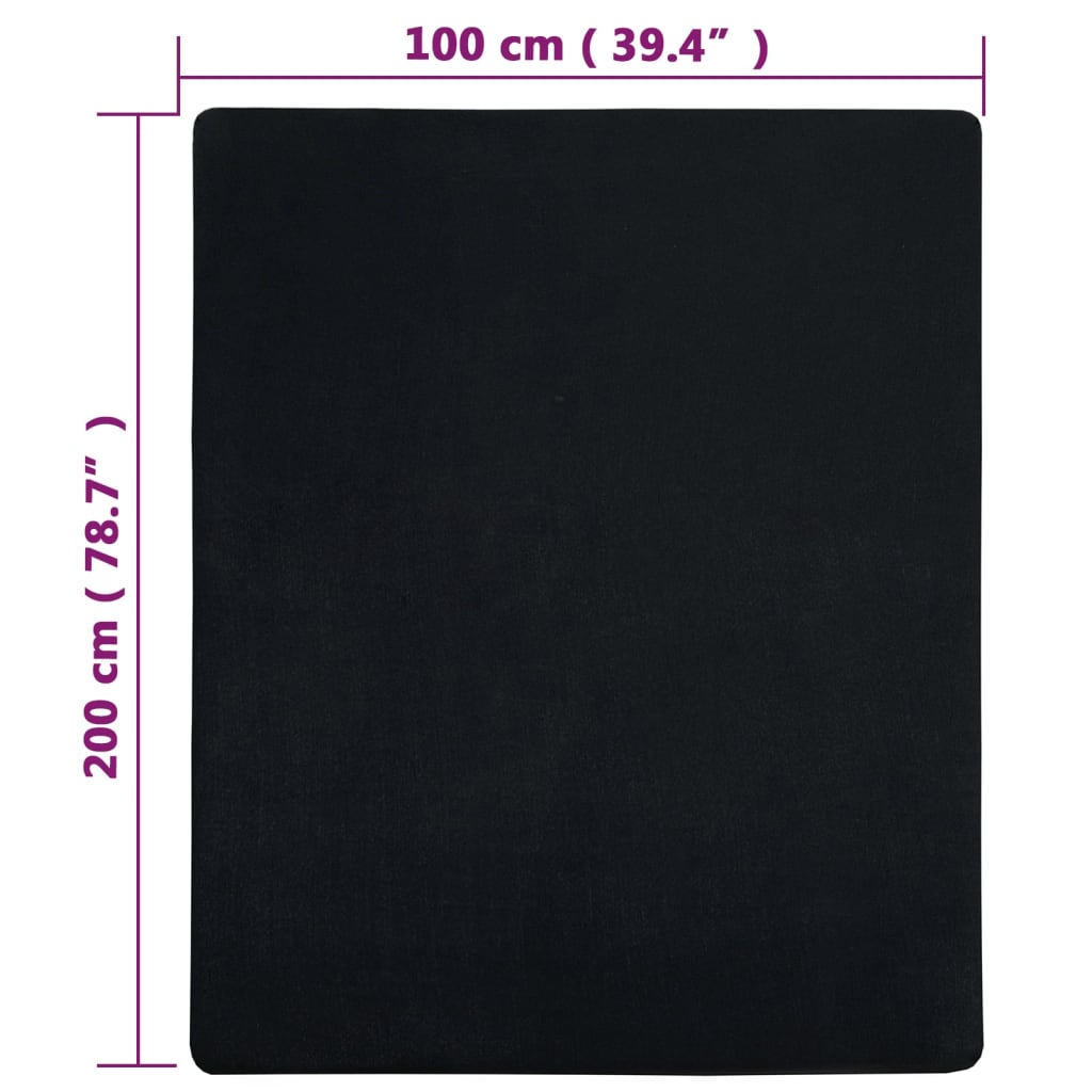 vidaXL Sábanas bajeras jersey 2 uds algodón negro 100x200 cm