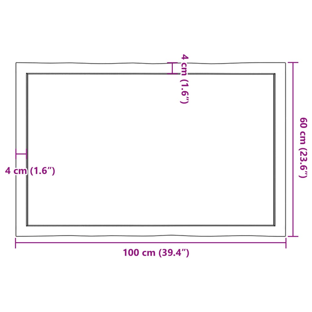 vidaXL Tablero de mesa madera maciza borde natural 100x60x(2-4) cm