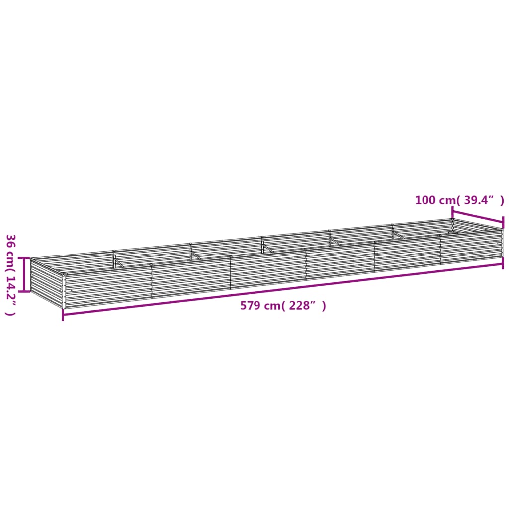 vidaXL Jardinera acero corten 579x100x36 cm