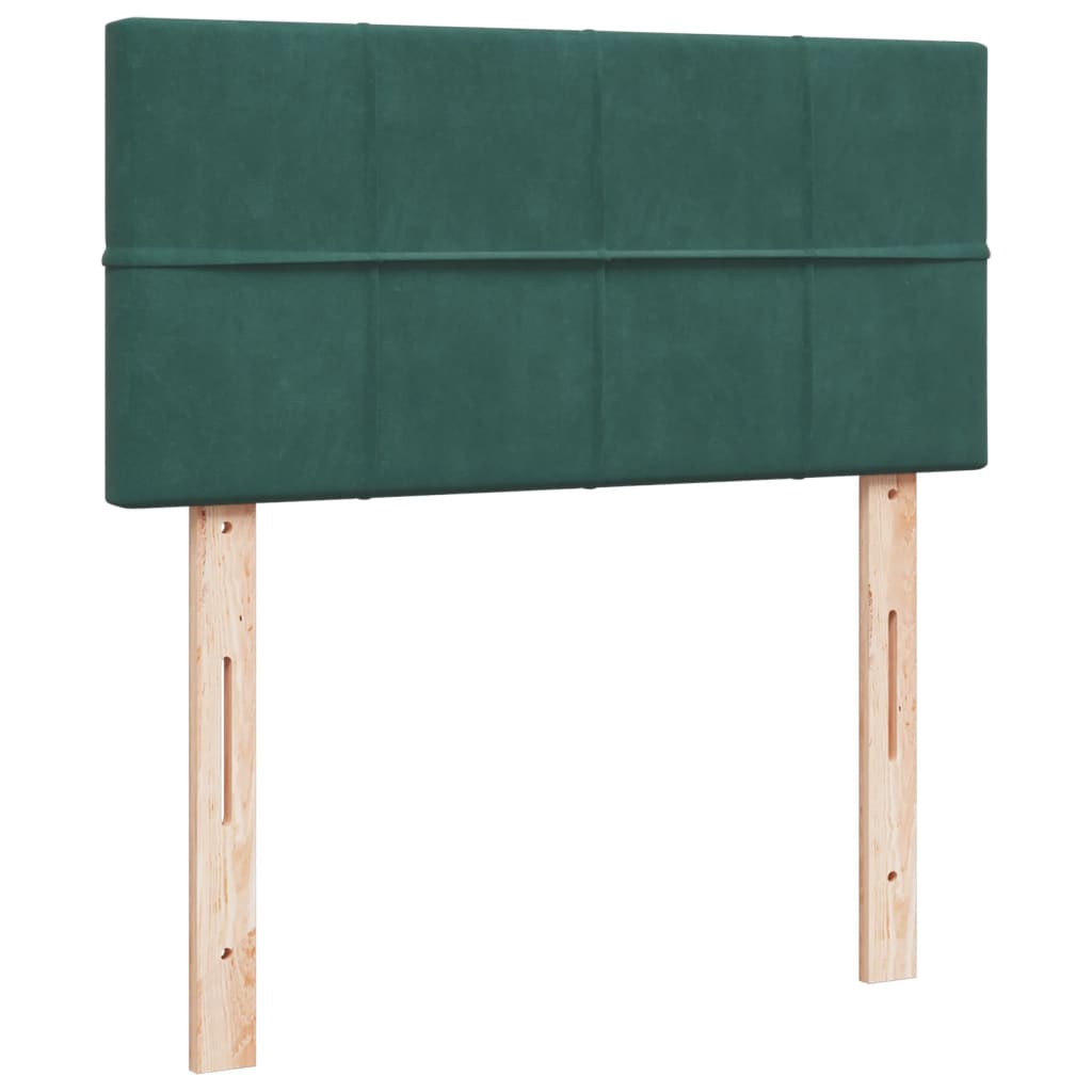 vidaXL Cama box spring con colchón terciopelo verde oscuro 100x200 cm