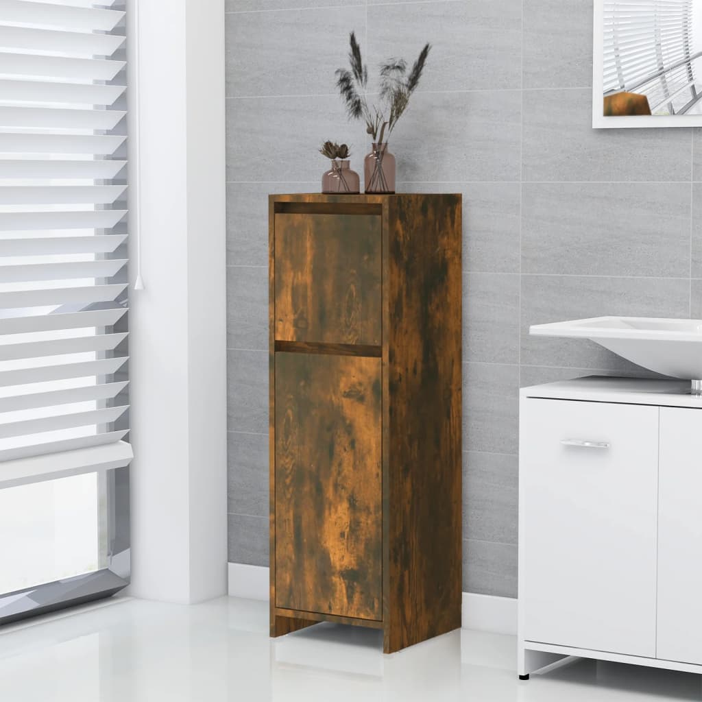 vidaXL Armario de baño madera contrachapada roble ahumado 30x30x95 cm