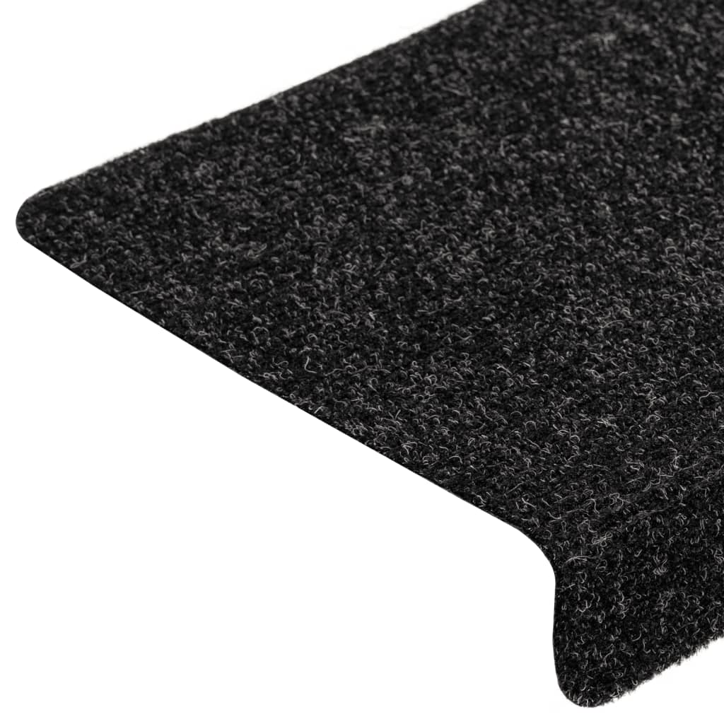 vidaXL Alfombrillas de escalera 5 unidades negro 65x21x4 cm