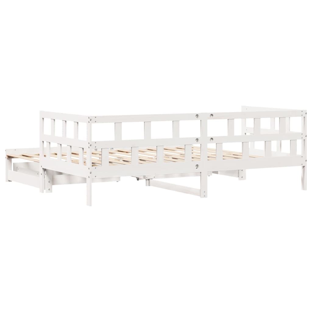 vidaXL Sofá cama nido con cajones madera maciza pino blanca 90x200 cm