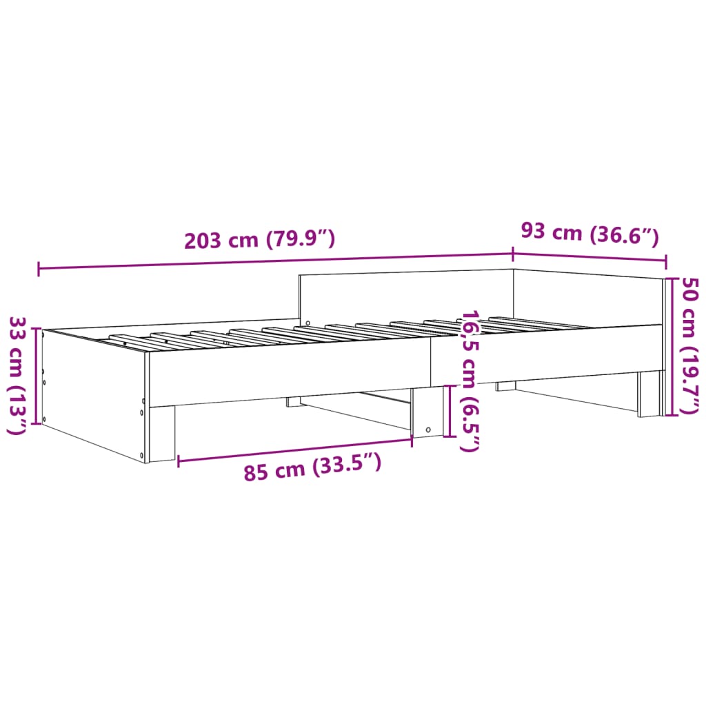 vidaXL Estructura de cama sin colchón madera roble Sonoma 90x200 cm