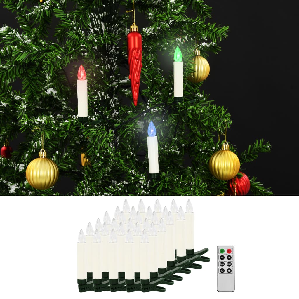 vidaXL Velas LED inalámbricas de Navidad mando distancia 30 uds RGB