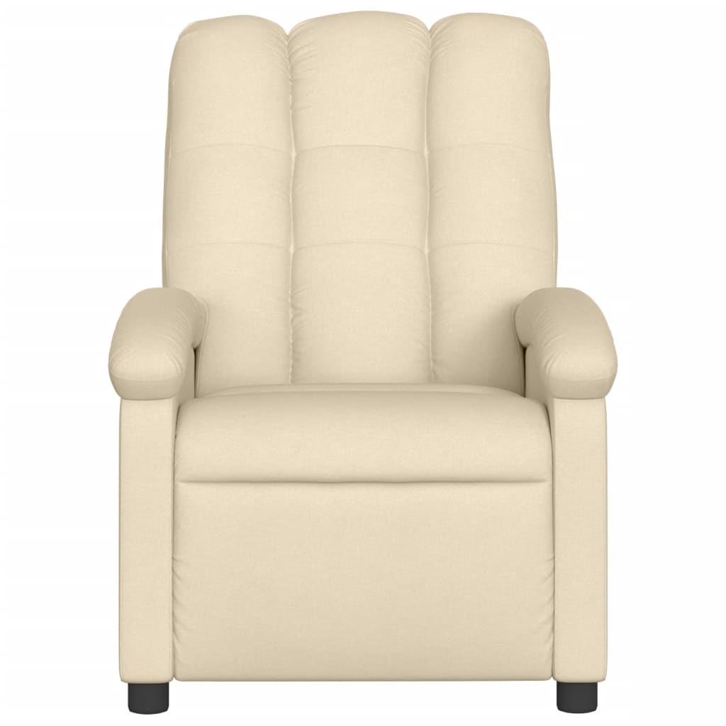 vidaXL Sillón de masaje reclinable de tela crema