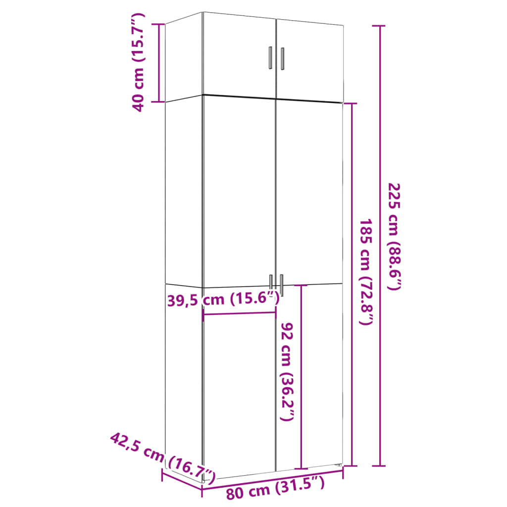 vidaXL Armario de madera de ingeniería roble ahumado 80x42,5x225 cm