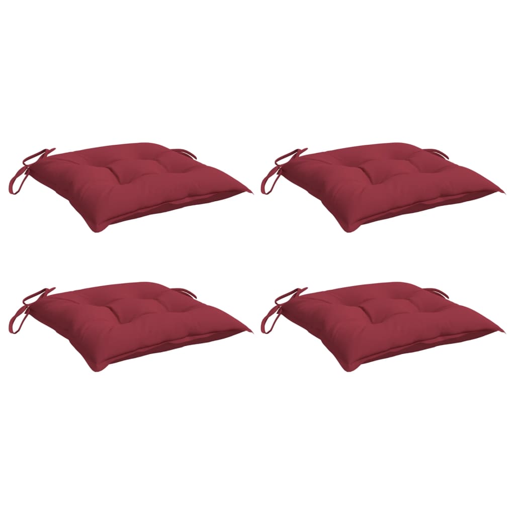 vidaXL Cojines silla de jardín 4 uds tela Oxford rojo tinto 40x40x7 cm