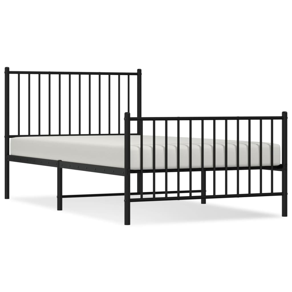 vidaXL Estructura cama sin colchón con estribo metal negro 100x190 cm