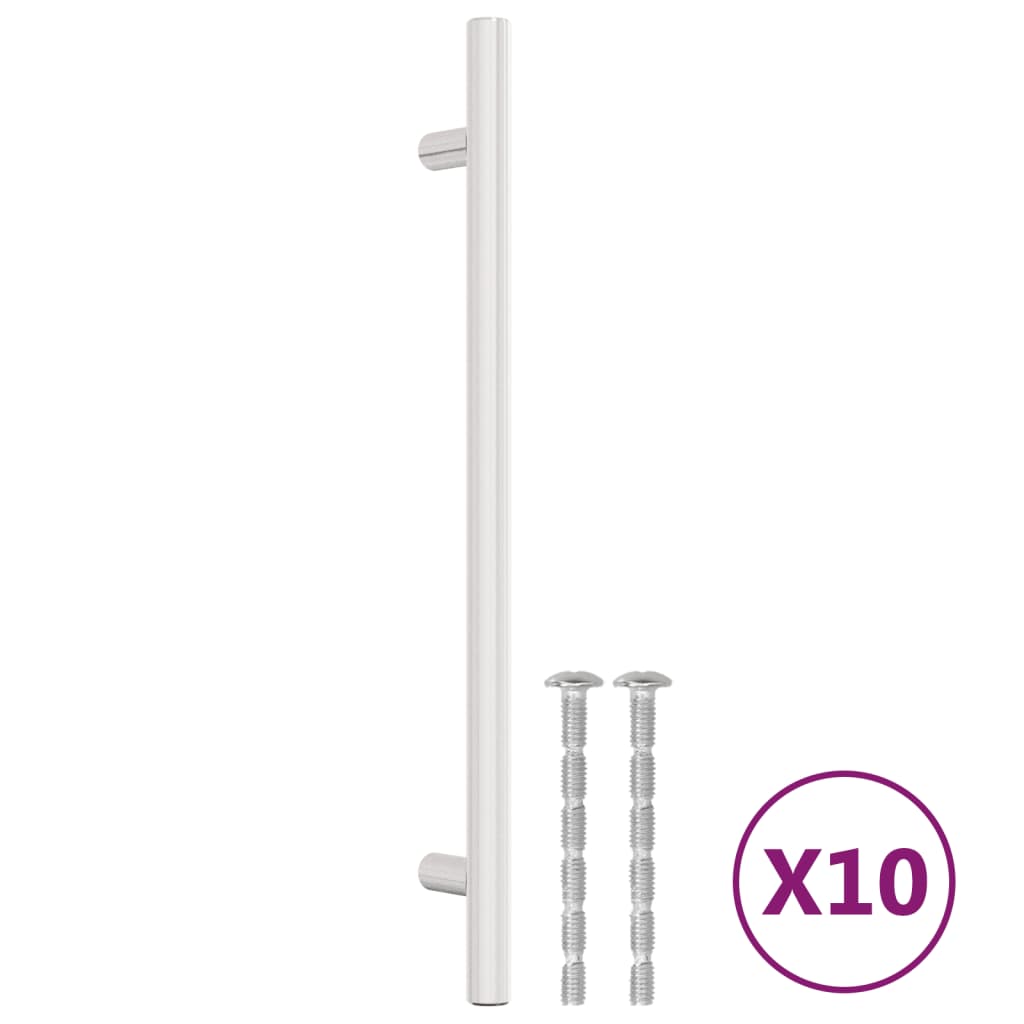 vidaXL Tiradores para armarios 10 uds acero inoxidable plateado 192 mm