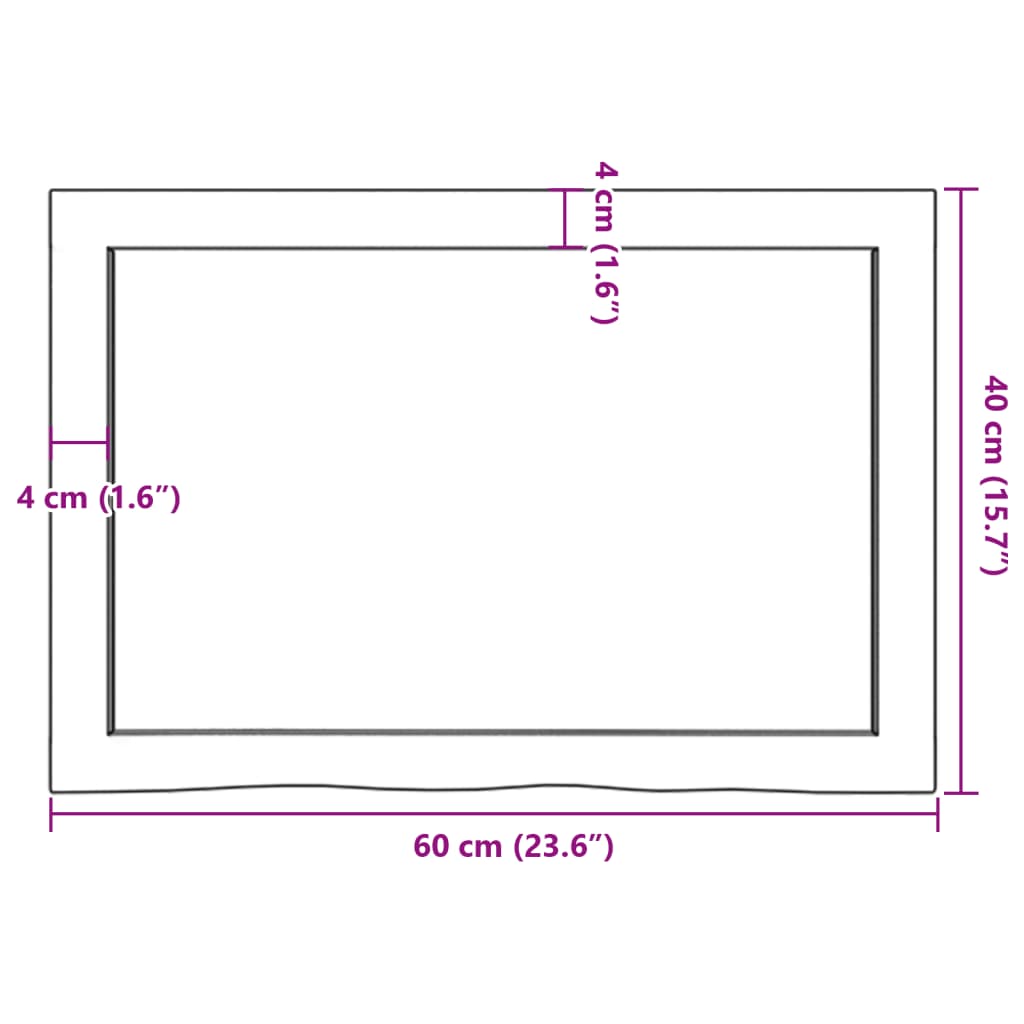 vidaXL Tablero de mesa madera maciza roble sin tratar 60x40x(2-4) cm