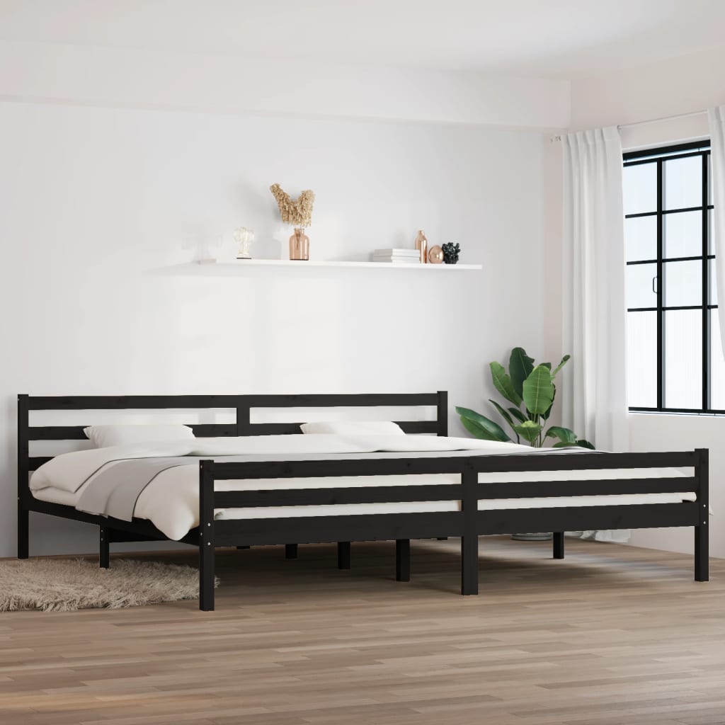 vidaXL Estructura de cama de madera maciza negro 200x200 cm