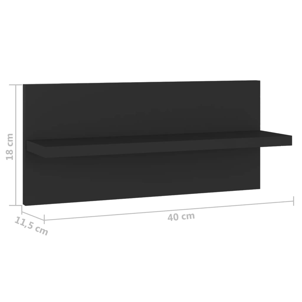 vidaXL Estantes de pared 4 uds madera contrachapada negro 40x11,5x18cm