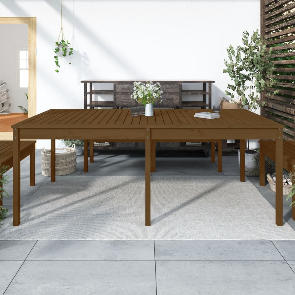 vidaXL Mesa de jardín madera maciza pino marrón miel 203,5x100x76 cm