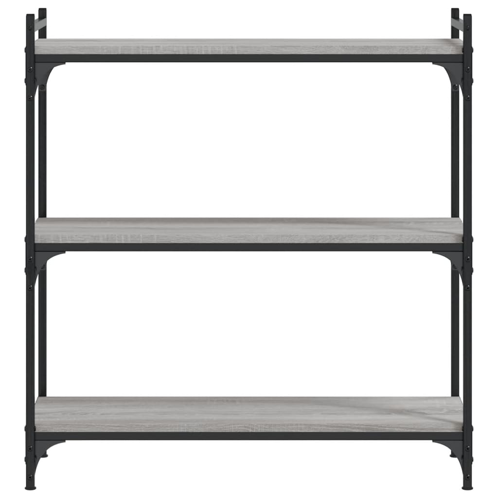 vidaXL Librería 3 estantes madera ingeniería gris Sonoma 80x30x86 cm