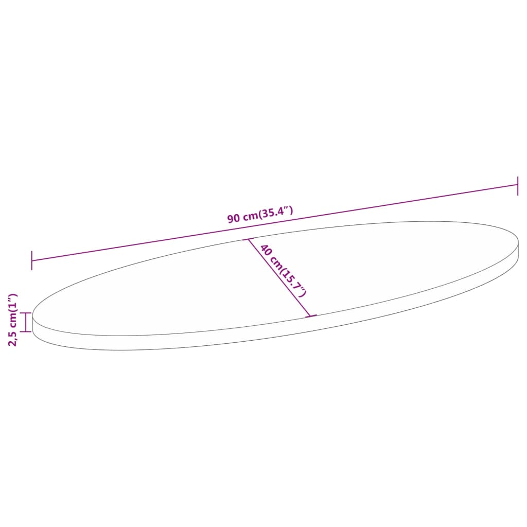 vidaXL Tablero de mesa ovalado madera maciza de acacia 90x40x2,5 cm