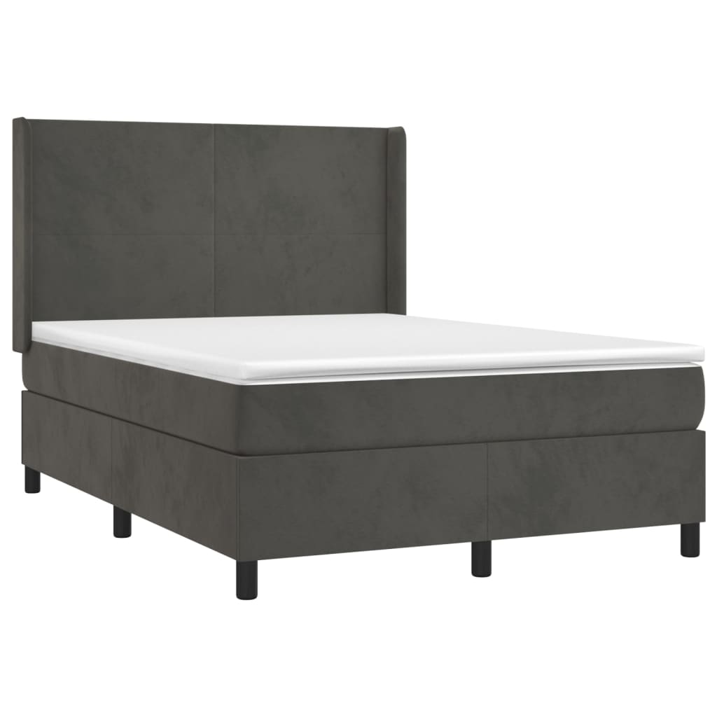 vidaXL Cama box spring con colchón terciopelo gris oscuro 140x200 cm