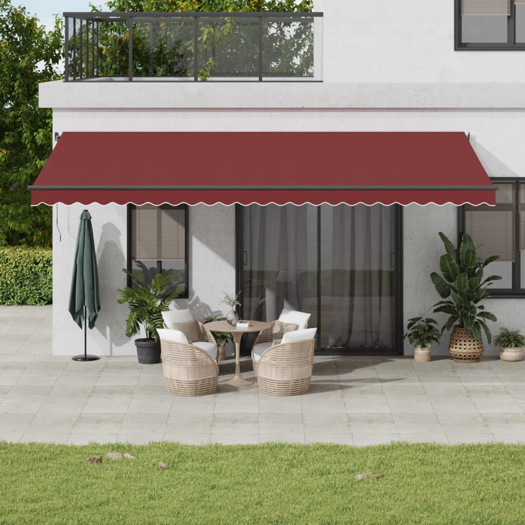 vidaXL Toldo retráctil automático con luces LED burdeos 600x350 cm