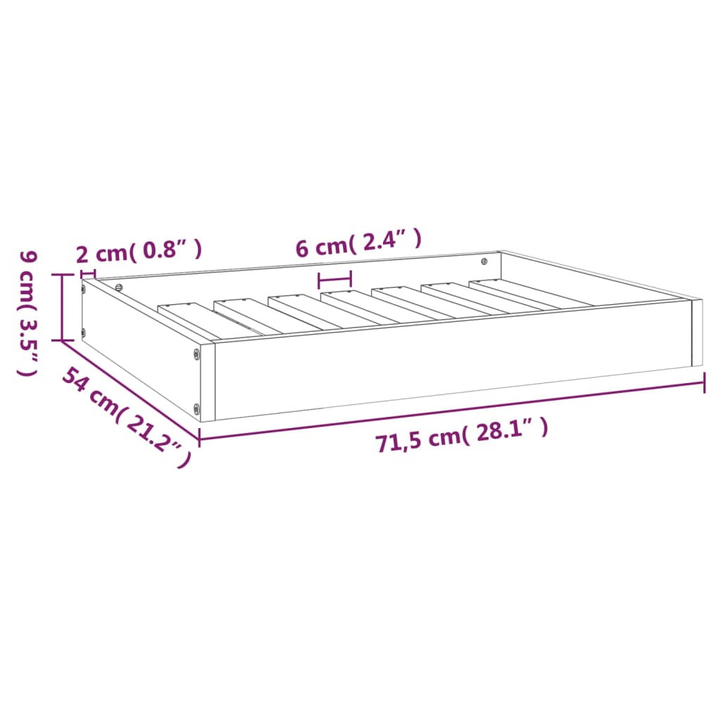 vidaXL Cama para perros madera maciza pino marrón miel 71,5x54x9 cm