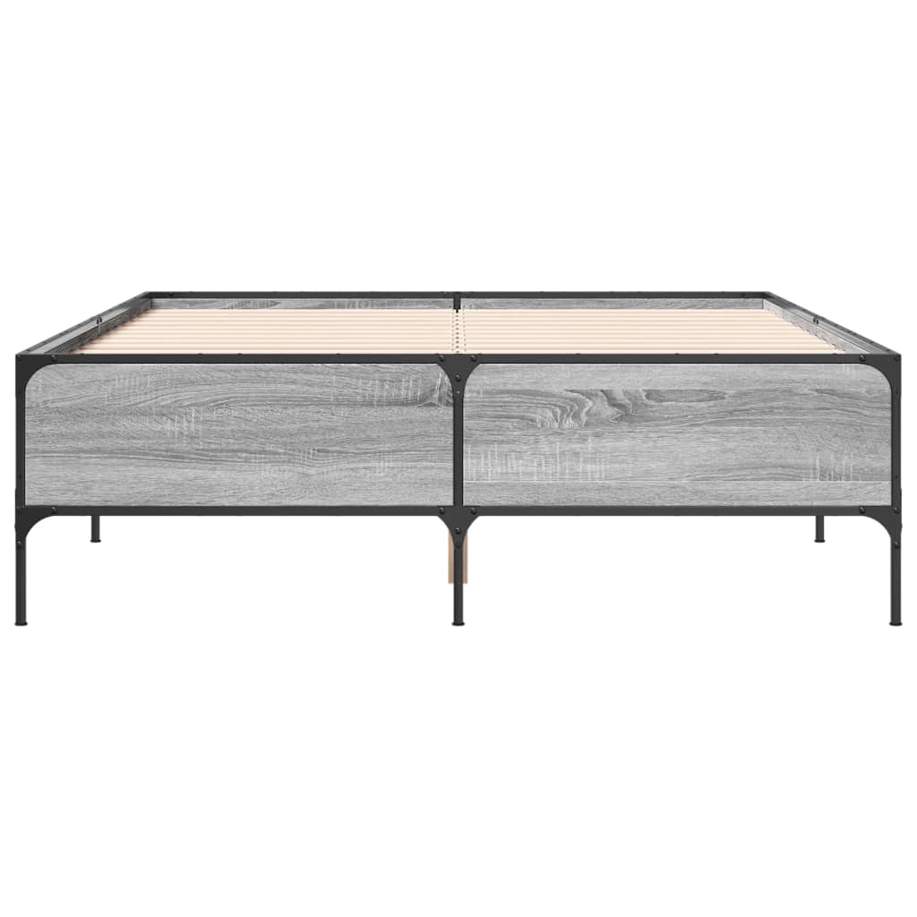 vidaXL Estructura cama madera ingeniería metal gris Sonoma 160x200 cm