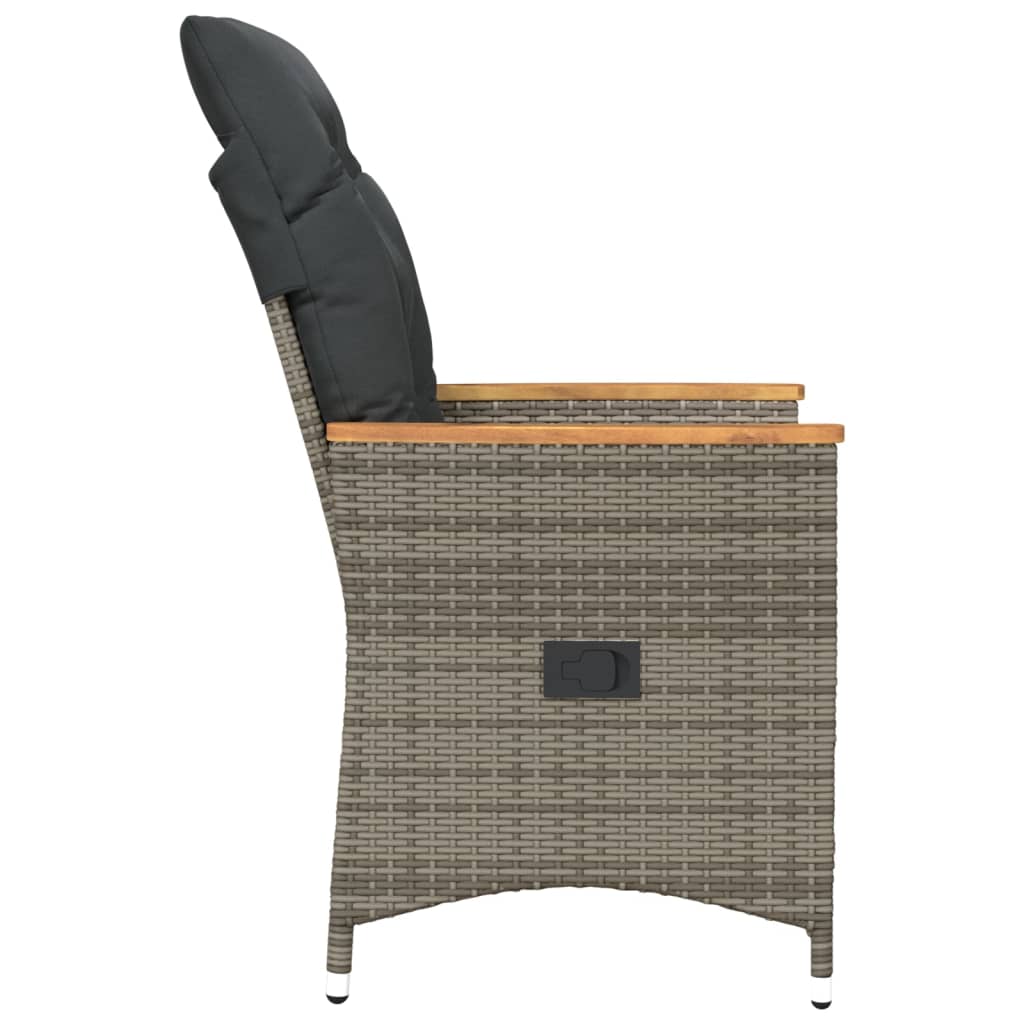 vidaXL Sillones reclinable jardín y cojines 2 uds ratán sintético gris