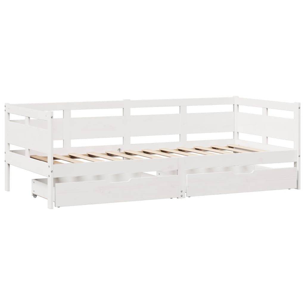 vidaXL Sofá cama con cajones madera maciza de pino blanca 80x200 cm