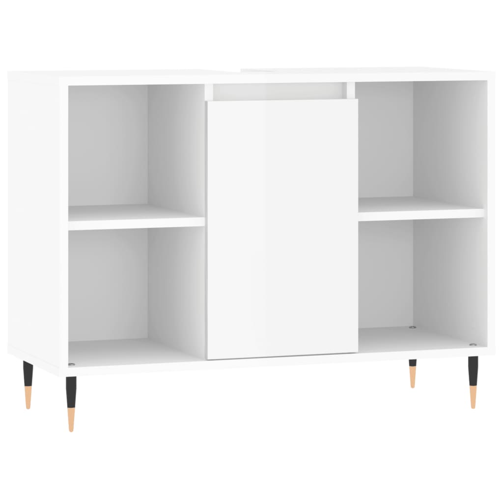 vidaXL Set muebles de baño 3 piezas madera contrachapada blanco brillo