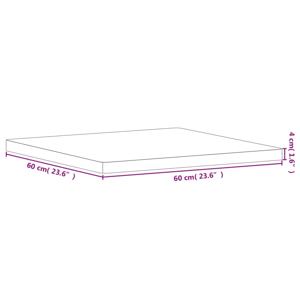 vidaXL Tablero de mesa cuadrado de madera maciza de haya 60x60x4 cm