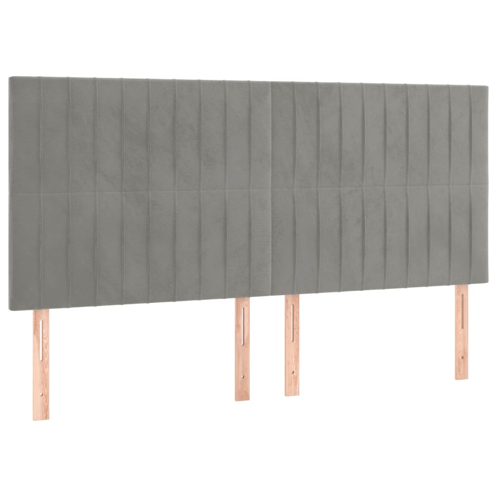 vidaXL Cabeceros 4 unidades de terciopelo gris claro 100x5x78/88 cm