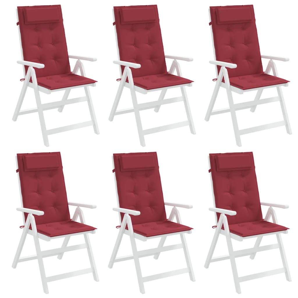 vidaXL Cojines de silla con respaldo alto 6 uds tela Oxford rojo tinto