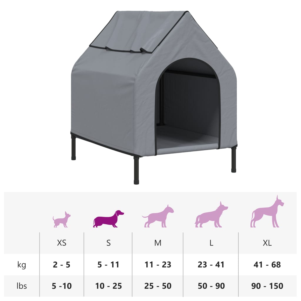 vidaXL Casa para perros tela Oxford y acero gris claro