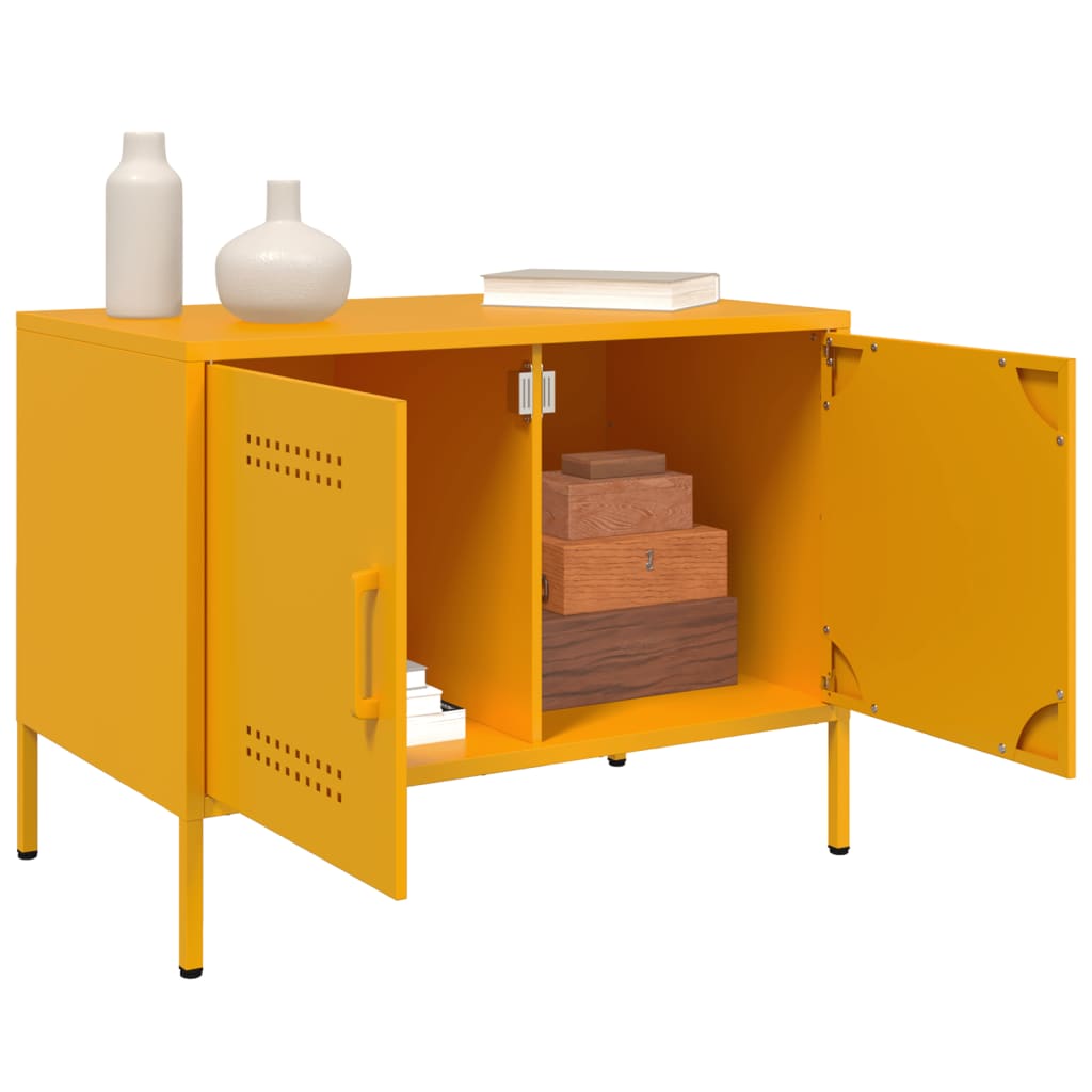 vidaXL Mueble de TV de acero amarillo mostaza 68x39x50,5 cm