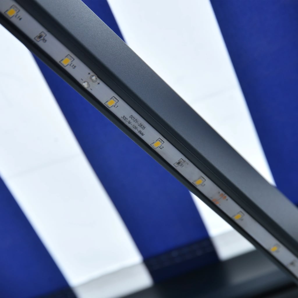 vidaXL Toldo manual retráctil con LED azul y blanco 450x300 cm