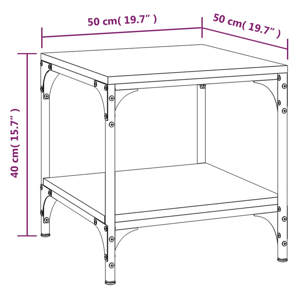 vidaXL Mesa de centro madera contrachapada roble ahumado 50x50x40 cm