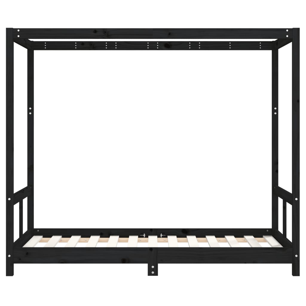 vidaXL Estructura de cama para niños madera de pino negro 80x160 cm