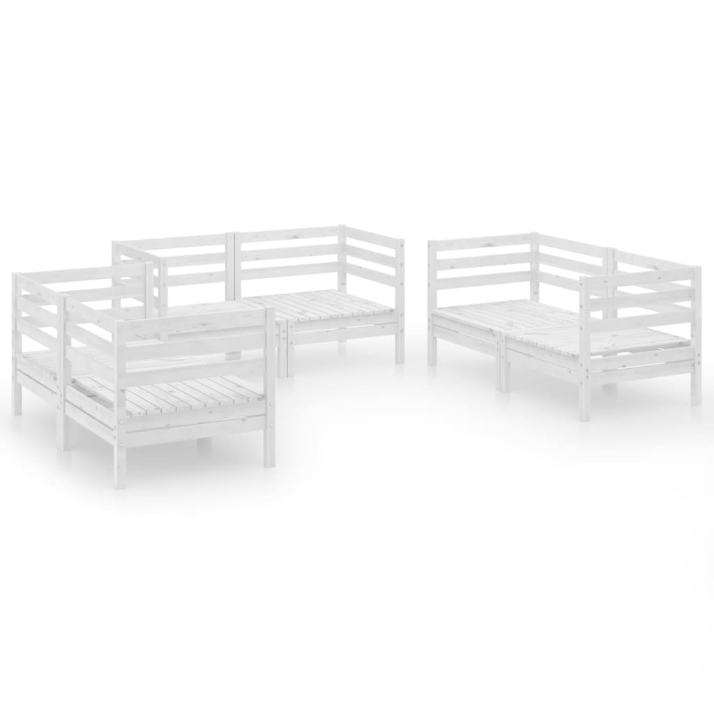 vidaXL Set de salón de jardín de 6 piezas blanco madera maciza de pino